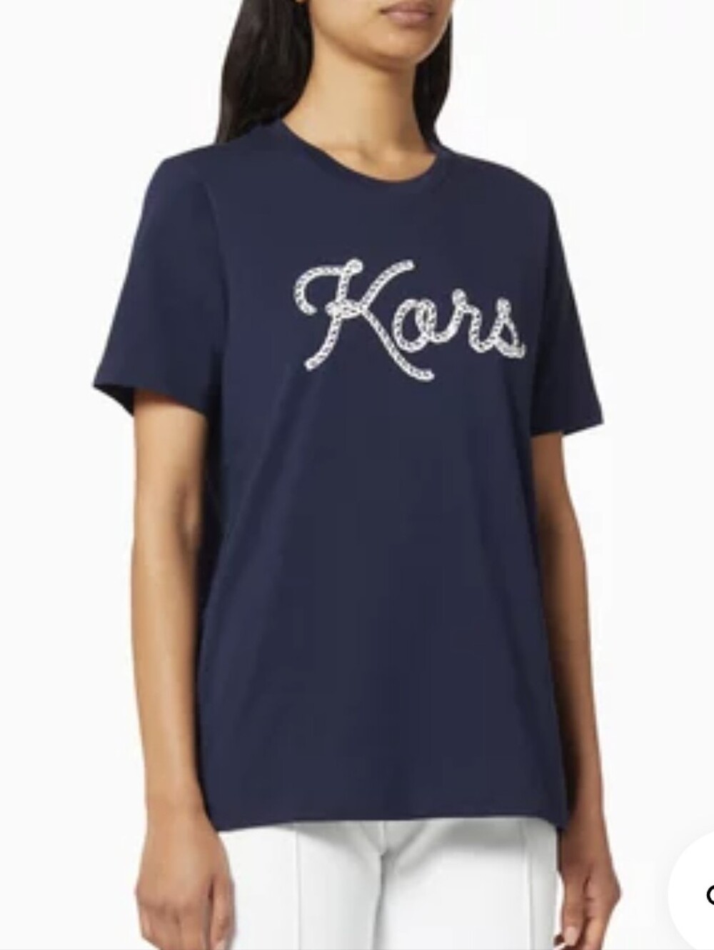 MICHAEL Michael Kors Women’s Navy Tee with White Script Logo, size XS